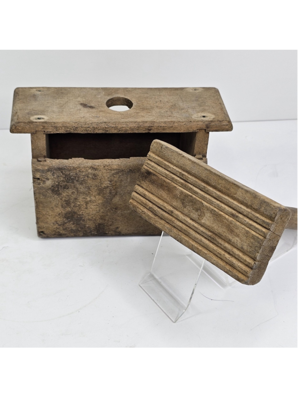 Vintage Wooden Butter Press Mold Primitive Farmhouse Kitchen Decor Folk Art